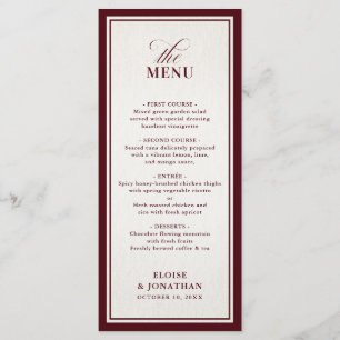 Menu Mariage Formel Luxueux Bourgogne Argent Ancien