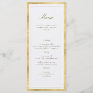 Menu Mariage Formel Moderne Classique Perle Faux Or