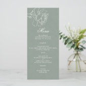 Menu Mariage Formel Moderne Classique Vert Sauge Roses (Debout devant)