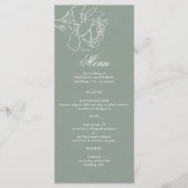 Menu Mariage Formel Moderne Classique Vert Sauge Roses (Devant)