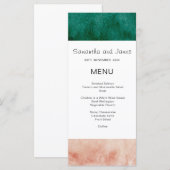 Menu Mariage Formel Moderne Rose Pâle Vert Aquarelle (Devant / Derrière)