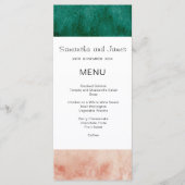 Menu Mariage Formel Moderne Rose Pâle Vert Aquarelle (Devant)