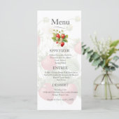 Menu Mariage Fraises d'aquarelle (Debout devant)