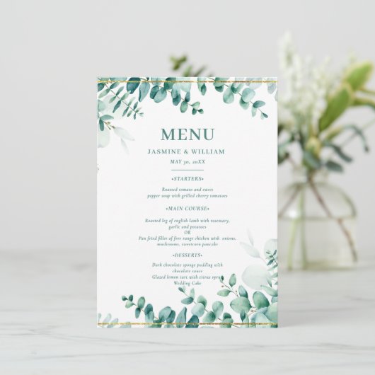 Menu Mariage Frameborder Eucalyptus (Debout devant)