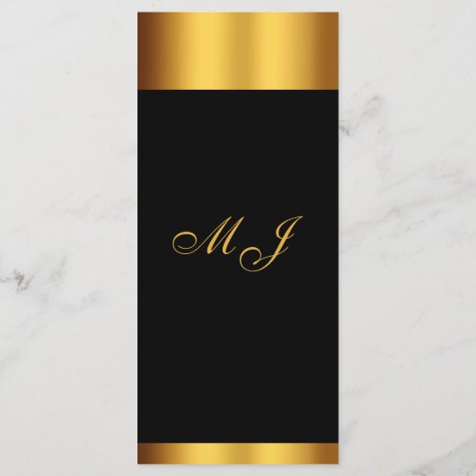 Menu Mariage frontalier de luxe Black Gold Calligraphie (Dos)