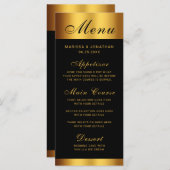 Menu Mariage frontalier de luxe Black Gold Calligraphie (Devant / Derrière)