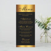 Menu Mariage frontalier de luxe Black Gold Calligraphie (Debout devant)