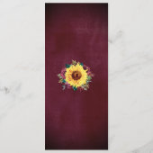 Menu Mariage frontalier floral des tournesols aquarelle (Dos)