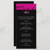 Menu Mariage Fuchsia et Black Floral Filigree (Devant / Derrière)