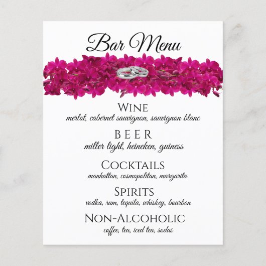 Menu mariage - Fuchsia Orchidées Blanc (Dos)