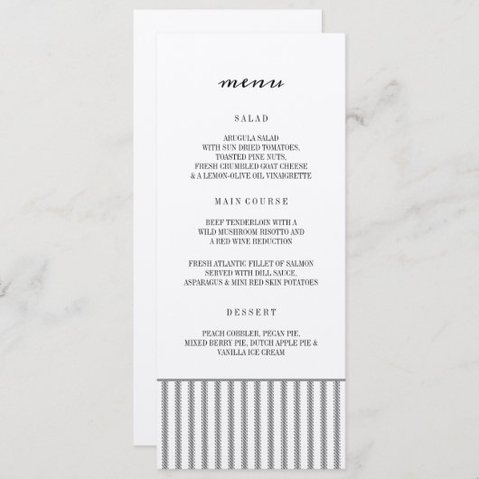 MENU MARIAGE GARLAND GREENS (Devant / Derrière)