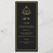 Menu Mariage Gatsby Black and Gold Roaring 20s (Devant)