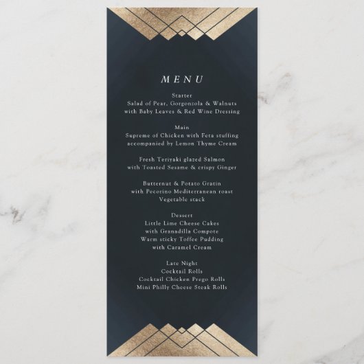 Menu Mariage Gatsby bleu marine (Devant)