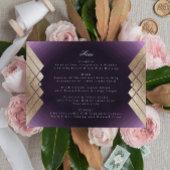 Menu Mariage Gatsby d'or violet géométrique