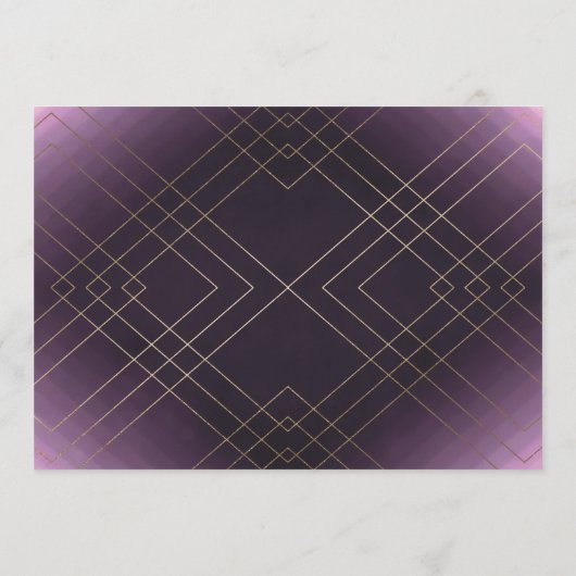 Menu Mariage Gatsby d'or violet géométrique (Dos)