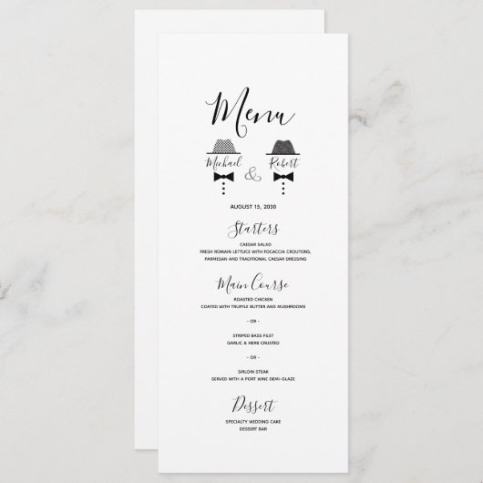 Menu Mariage gay (Devant / Derrière)