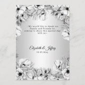 Menu Mariage géométrique argent blanc anémone or (Dos)