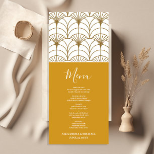 Menu Mariage Géométrique Art Déco Gold White Gatsby
