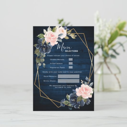 Menu Mariage géométrique bleu bleu bleu bleu bleu marin (Debout devant)