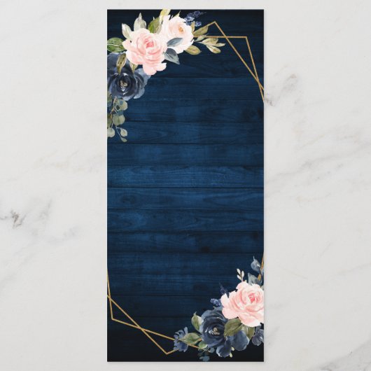 Menu Mariage géométrique bleu bleu bleu bleu bleu marin (Dos)