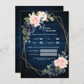 Menu Mariage géométrique bleu bleu bleu bleu bleu marin (Devant / Derrière)