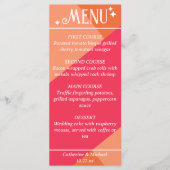 Menu Mariage géométrique couleur rose et orange (Devant)