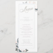 Menu Mariage géométrique Dusty Blue Peony (Devant)