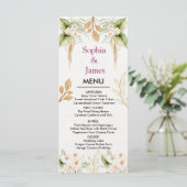 Menu Mariage géométrique floral doré rose (Debout devant)
