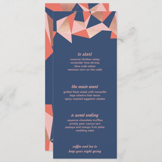 Menu Mariage géométrique moderne à facettes (Devant / Derrière)