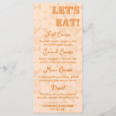 Menu Mariage géométrique moderne couleur brûlé orange (Devant)