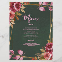 Mariage Géométrique Or Bordeaux et Floral Vert