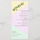 Menu Mariage géométrique Pastel Muet (Devant)