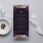 Menu Mariage Géométrique White Purple Gold Gatsby<br><div class="desc">menu mince pour correspondre à la collection *si vous voulez plus d'options papier cette conception peut être transférée à un programme mince *ou pour plus d'aide contactez-moi</div>