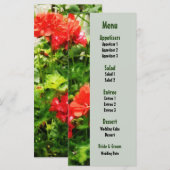 Menu Mariage Géraniums rouges vifs (Devant / Derrière)