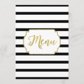 Menu Mariage Gold Black and White Stripes (Dos)