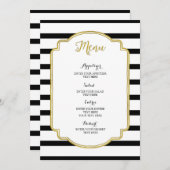 Menu Mariage Gold Black and White Stripes (Devant / Derrière)