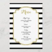 Menu Mariage Gold Black and White Stripes (Devant)