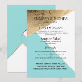 Menu Mariage Gold Blue White Geo Triangles (Devant / Derrière)
