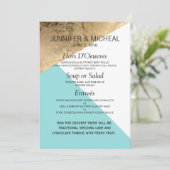 Menu Mariage Gold Blue White Geo Triangles (Debout devant)