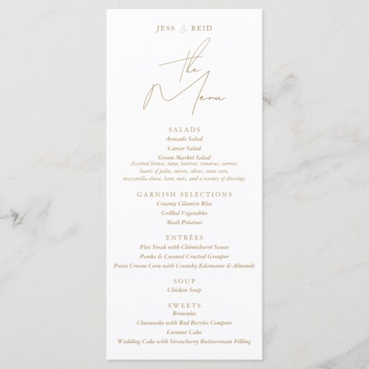 Menu Mariage Gold Chic (Devant)