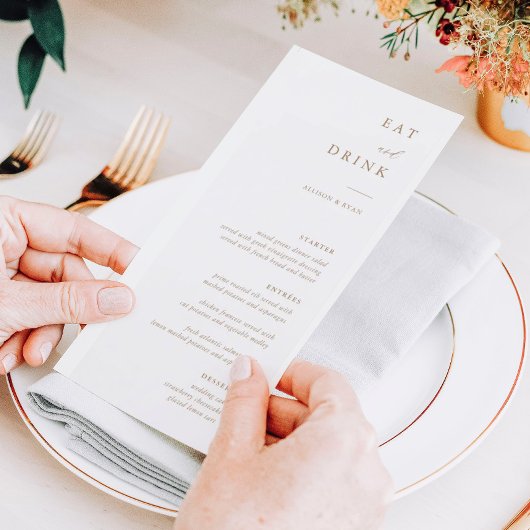 Menu Mariage Gold Elegant Calligraphy