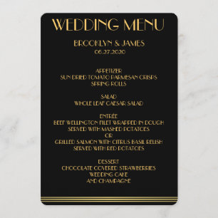 Menu Mariage Gold Et Black Great Gatsby