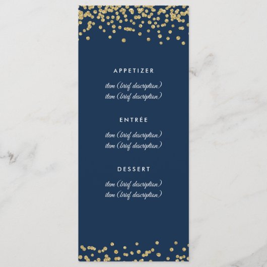 Menu mariage Gold Faux Parties scintillant Confett (Devant)