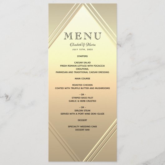 Menu Mariage Gold Foil (Devant)