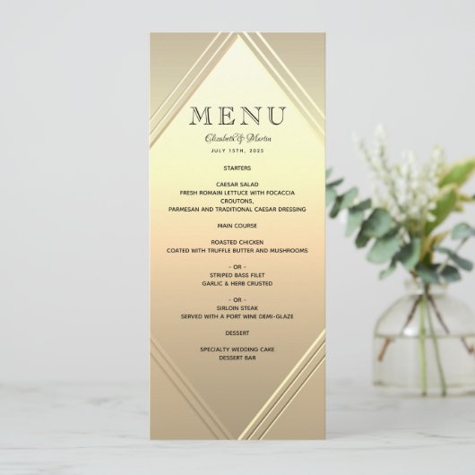 Menu Mariage Gold Foil (Debout devant)