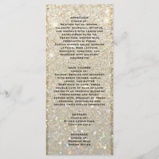 Menu mariage - Gold Glit Fab (Dos)