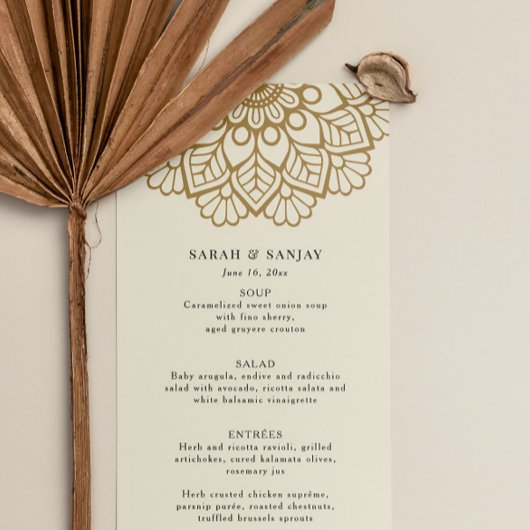 Menu Mariage Gold Mandala