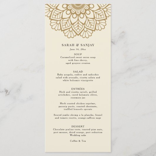 Menu Mariage Gold Mandala (Devant)