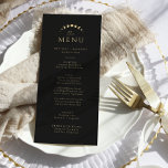 Menu Mariage Gold Moon<br><div class="desc">Transformez votre expérience culinaire avec la "Gold Moon Mariage Menu Card", servie sur un fond noir riche. Les éléments célestes dorés, accompagnés d'initiales élégamment simples personnalisables, apportent une touche de magie à vos tables. Les phases de lune délicatement intégrées dans le design augmentent l'expérience culinaire, symbolisant les parcours variés de...</div>