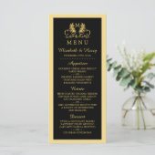 Menu Mariage Golden Floral Emblem (Debout devant)